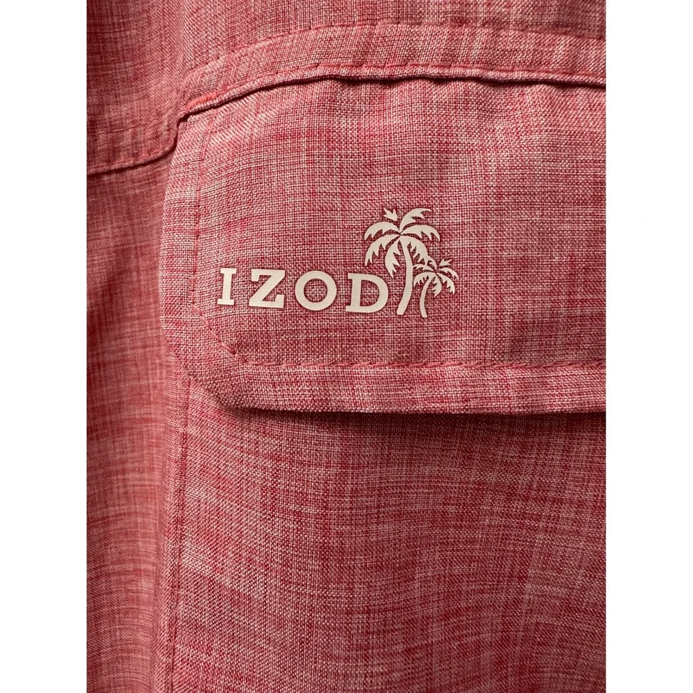 IZOD Saltwater Mens XXL Red Heather Short Sleeve Vented Fishing Shirt